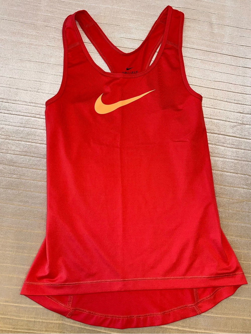 Nike Pro Women’s Coral Dri-Fit Performance Tank Top with Orange Swoosh